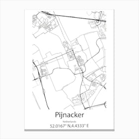 Pijnacker,Netherlands Minimalist Map Canvas Print