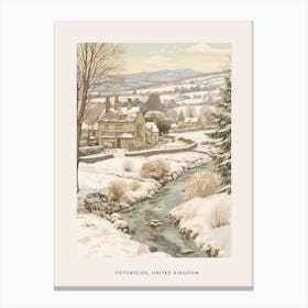 Vintage Winter Poster Cotswolds United Kingdom 2 Canvas Print