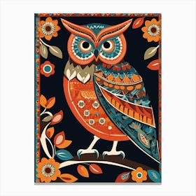 Folk Art Owl Painting , Owl Abstract art, 1436 Canvas Print