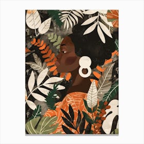 African Woman With Leaves 3 Canvas Print