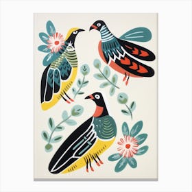 Folk Style Bird Painting Lapwing 1 Canvas Print