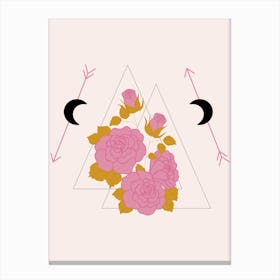 Pink Rose And Geometrics Canvas Print