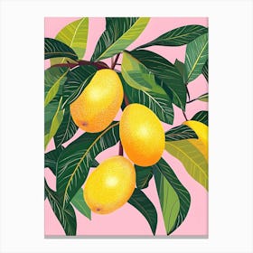 Yellow Lemons On A Pink Background Canvas Print