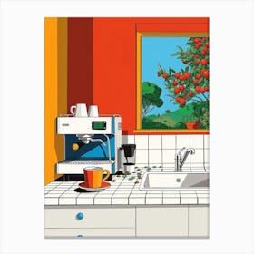 Kitchen With A Coffee Machine Canvas Print