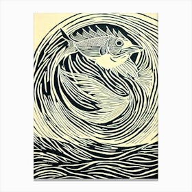 Flying Fish II Linocut Canvas Print