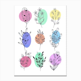 Hand Drawn Flowers Canvas Print