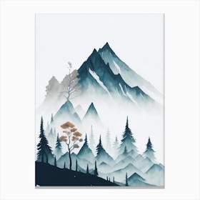 Mountain And Forest In Minimalist Watercolor Vertical Composition 20 Canvas Print