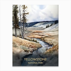 Yellowstone Park Watercolour 3 Canvas Print