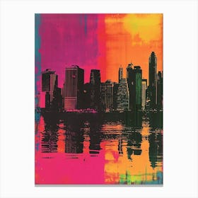 City Skyline Retro Polaroid Inspired Canvas Print