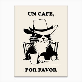 Cat Cafe Por Favor Funny Illustration Kids Kitchen Gift Canvas Print