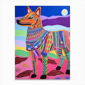 Maximalist Animal Painting Dingo 3 Canvas Print