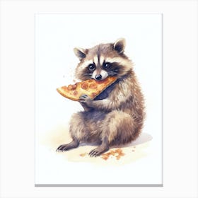 Raccoon Eating Pizza 1 Canvas Print