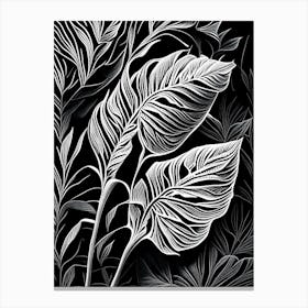 Rice Leaf Linocut Canvas Print