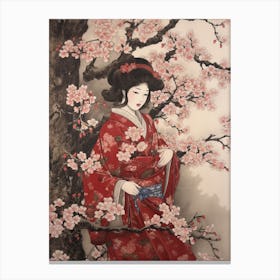 Sakura Cherry Blossom 1 Vintage Japanese Botanical And Geisha Canvas Print