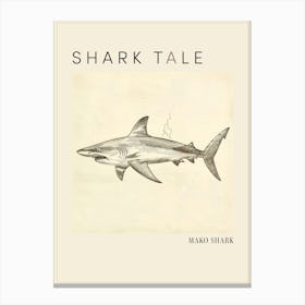 Mako Shark Vintage Illustration 6 Poster Canvas Print