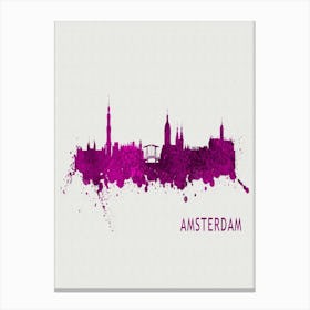 Amsterdam Netherlands City Purple Canvas Print