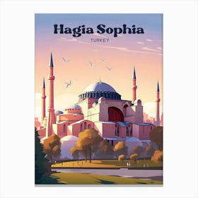 Hagia Sophia Turkey Historic Landmark Travel Illustration Canvas Print