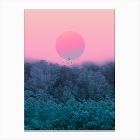 Graphic Sun In The Forest Canvas Print