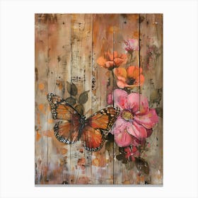 Butterfly And Flowers 6 Canvas Print