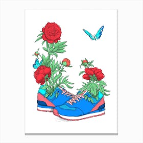 Floral Sneakers Canvas Print