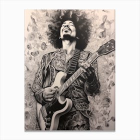 Jimi Hendrix B&W 7 Canvas Print