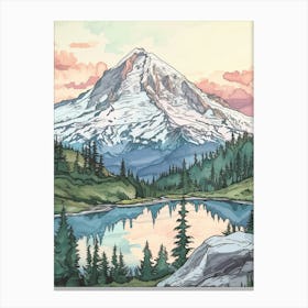 Mount Bierstadt Usa Color Line Drawing (5) Canvas Print