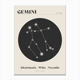 Astrology Constellation - Gemini Canvas Print