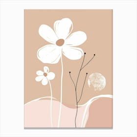 White Flowers On A Pink Background 1 Canvas Print