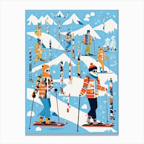Lech Zurs Am Arlberg   Austria, Ski Resort Illustration 1 Canvas Print