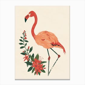 Jamess Flamingo And Bougainvillea Minimalist Illustration 4 Canvas Print