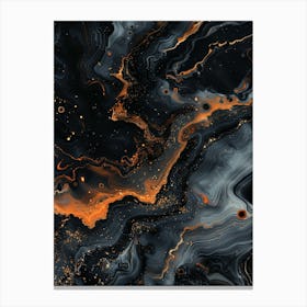 Abstract Black And Orange Liquid Canvas Print