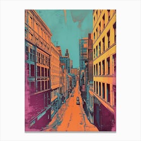 Manchester Retro Cityscape Inspired Canvas Print