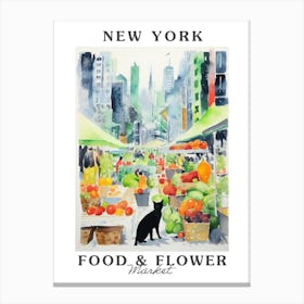 Food Market With Cats In New York 2 Poster Canvas Print