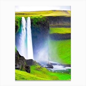 Langisjór Waterfall, Iceland Majestic, Beautiful & Classic (2) Canvas Print