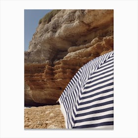 Beach Umbrella And Cliffs Summer Photography 2 Canvas Print