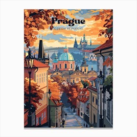 Prague Czech Sunset Art Illustration Toile