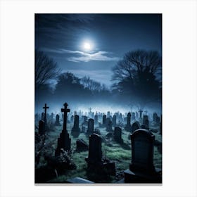 Graveyard At Night 25 Canvas Print