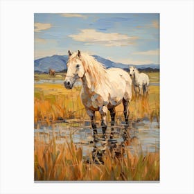 Horses Painting In Lake District, New Zealand 3 Canvas Print