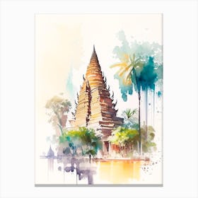 Siem Reap Cambodia Watercolour Pastel Tropical Destination Canvas Print