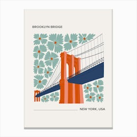 Brooklyn Bride   New York, Usa, Warm Colours Illustration Travel Poster 2 Canvas Print