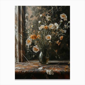 Baroque Floral Still Life Flax Flowers 4 Canvas Print