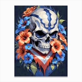 American Flag Floral Face Evil Death Skull (49) Canvas Print