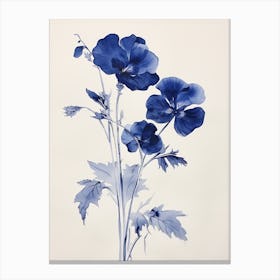 Blue Botanical Wild Pansy 2 Canvas Print