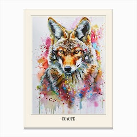 Coyote Colourful Watercolour 2 Poster Canvas Print