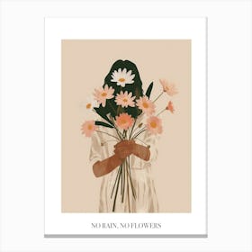 No Rain, No Flowers Poster Spring Girl With Pink Flowers 6 Canvas Print