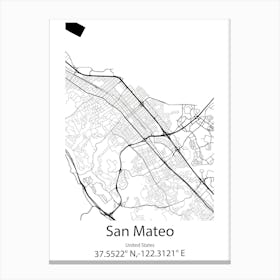 San Mateo Del Mar,Mexico Minimalist Map Canvas Print