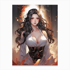 Anime Girl With Black Hair Canvas Print