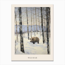 Vintage Winter Animal Painting Poster Wild Boar 3 Canvas Print