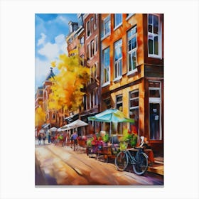 The city of Amsterdam, Netherlands,streets, cafes, passing by, the beauty of summer,oil colors.11 Canvas Print