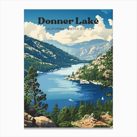 Donner Lake California Hiking Digital Travel Art Canvas Print